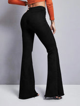 High Waisted Raw Hem Flare Leg Jeans